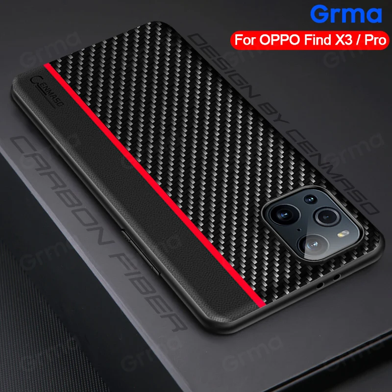 GRMA текстурная кожаная задняя крышка из углеродного волокна для OPPO Find X3 Pro