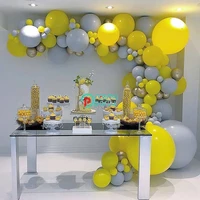 pastel macaron gray latex yellow party decoration balloon garland arch chrome metal gold ballon decorations backdrop baby shower