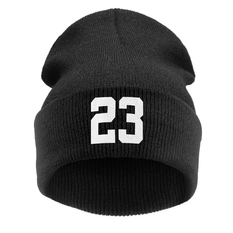 

Men Winter Knitting Hat Skullie Beanie Cap 23 Number Slouchy Punk Personality Teens Street Dance Hip-hop Caps #YJ
