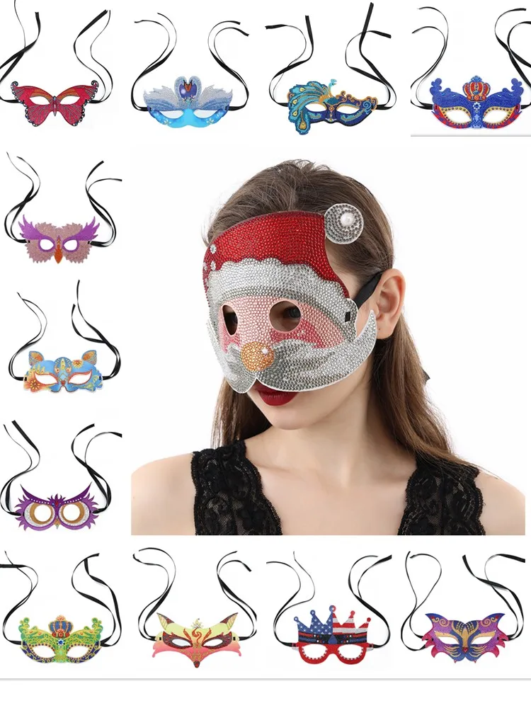

DIY Diamond Painting Masks 5D Full Drill by Number Kits Christmas Gifts or Embroidery Craft for Party Decoration
