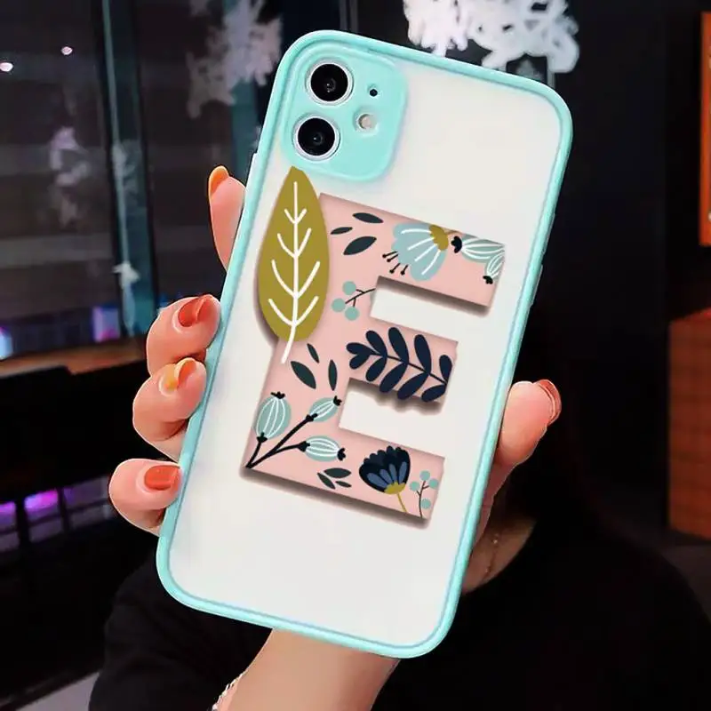 

26 initials of the name luxury Phone Cases funda matte transparent For iphone 7 8 11 12 plus mini x xs xr pro max cover