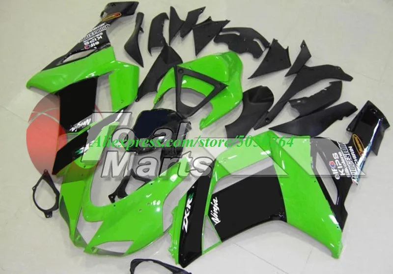 

4Gifts New ABS bike Fairings Kit Fit for kawasaki Ninja ZX6R 636 2007 2008 07 08 6R ZX-6R Bodywork set black green