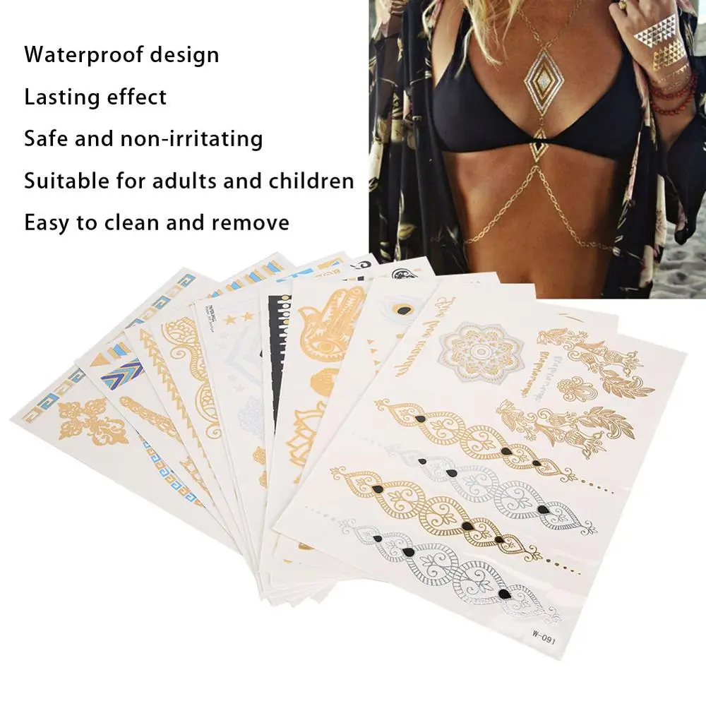 

10 Type Temporary Hot Stamping Tattoo Stickers Waterproof Personality Fashion Exquisite Pattern Body Art Tattoo Painted DIY Tool