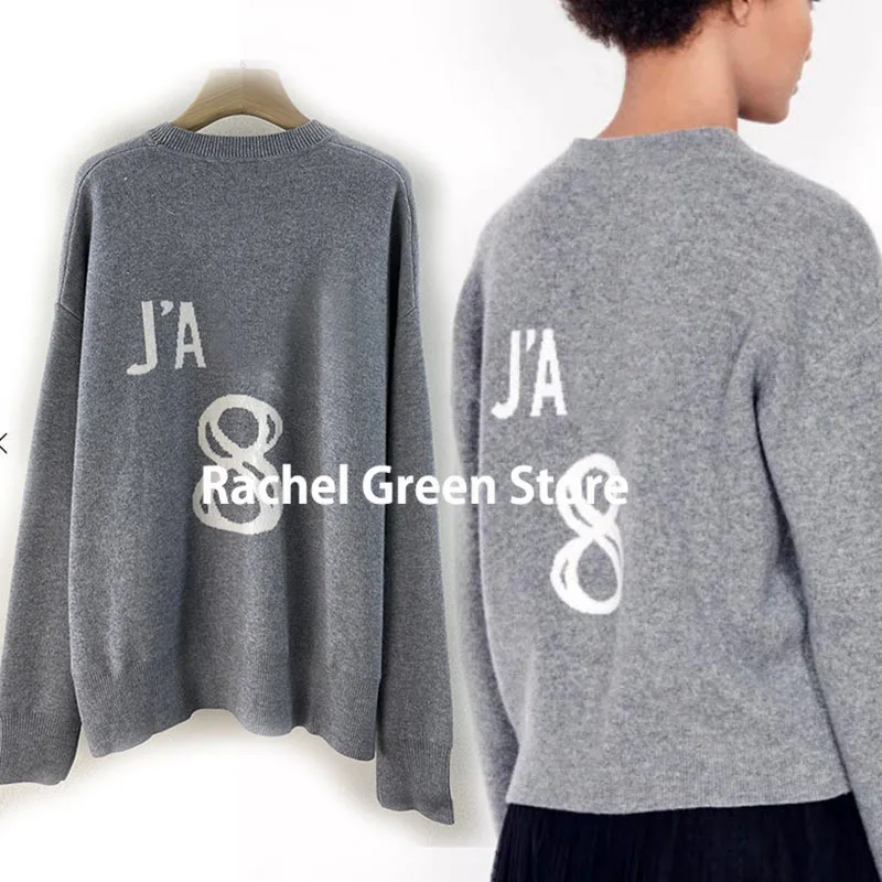 

Роскошный дизайн осень 2021 женская одежда модный свитер осенние высококачественные цифры 8 буквы фирменные чистые кашемировые пуловеры сви...