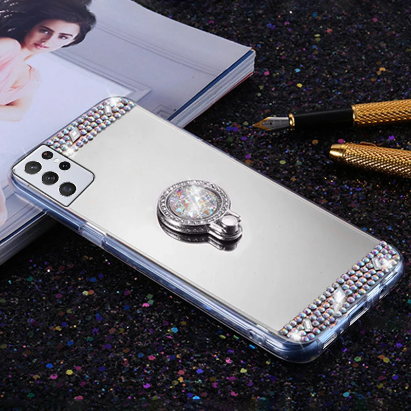 

Beautiful Shiny Mirror Silicone Case For Samsung Galaxy S21 Plus Ultra Bling Cover Case For Samsung s 21 Plus Case Cover Funda
