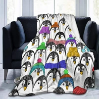 flannel eco friendly sheets soft fun penguin winter fleece blankets warm adult boys girls birthday gifts travel sofa towel 6080
