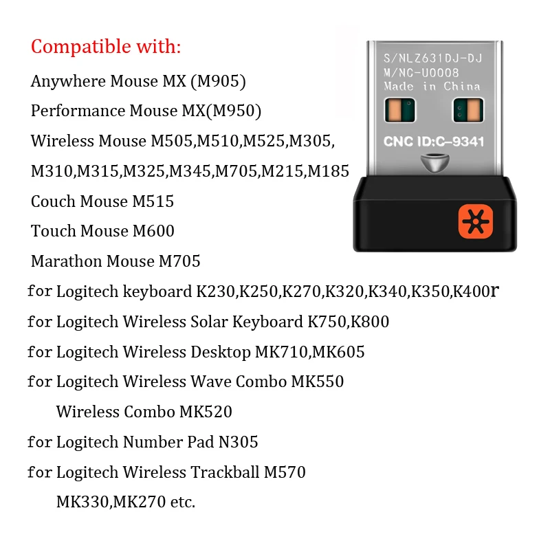 Беспроводной приемник ключ для клавиатуры соединяющий usb адаптер Logitech Mouse M215 M235
