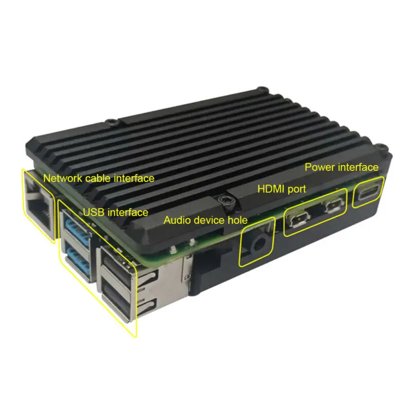 

Aluminium Alloy Shell For Raspberry Pi 4B Latest CNC Aluminum Alloy Case Enclosure with Cooling Fan