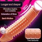 Увеличивающие мужские презервативы для пениса, интимные игрушки для мужчин, расширитель пениса, Вибрирующая Задержка эякуляции, многоразовые товары для взрослых, игра