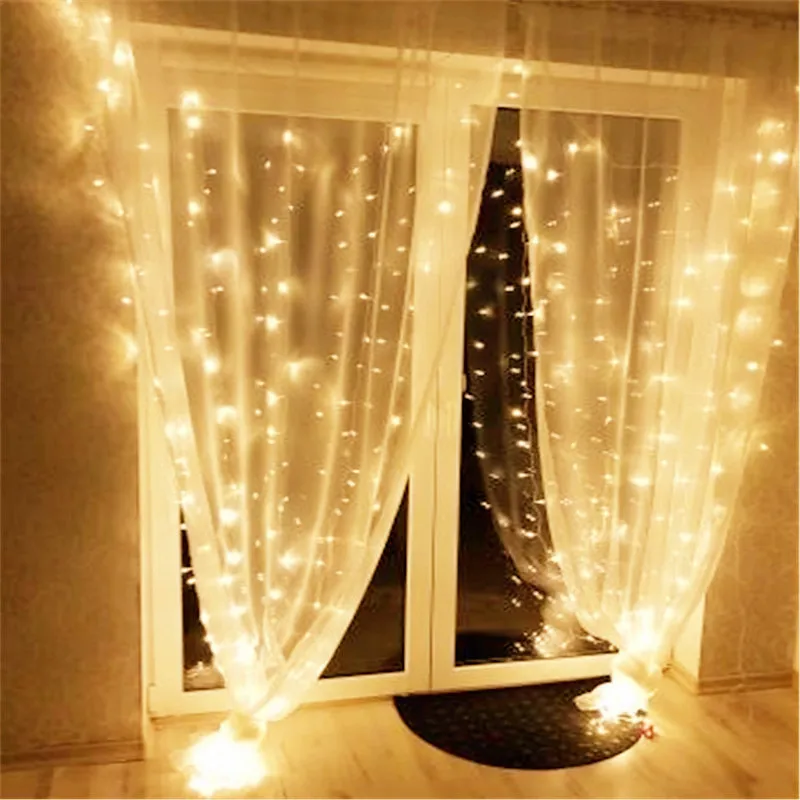 Curtain 3*2.5M 240LED String Light Fairy Icicle Outdoor Garland LED Light For Window Wedding Home Xmas Decoration Lighting