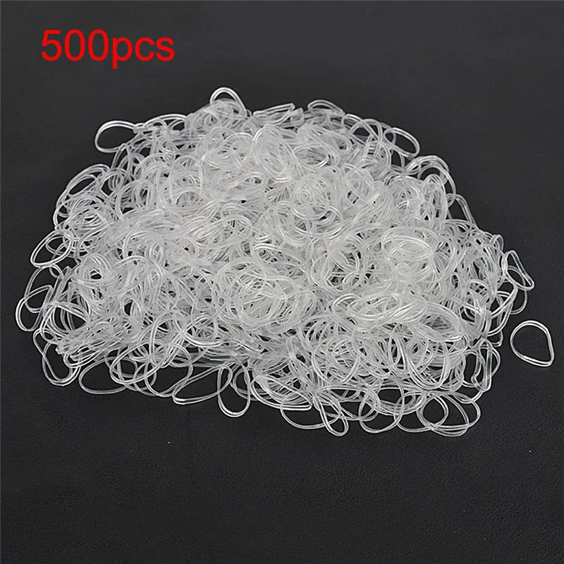 

200/500Pcs Elastic Rubber Elastic Tie Band Ponytail Holder For Hair Mini Accessories Small Braid Plaits Clear White Accessories