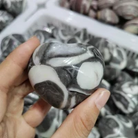 50 60mm natural whit shell fossil jasper heart love carved palm worry stone chakra reiki balancing