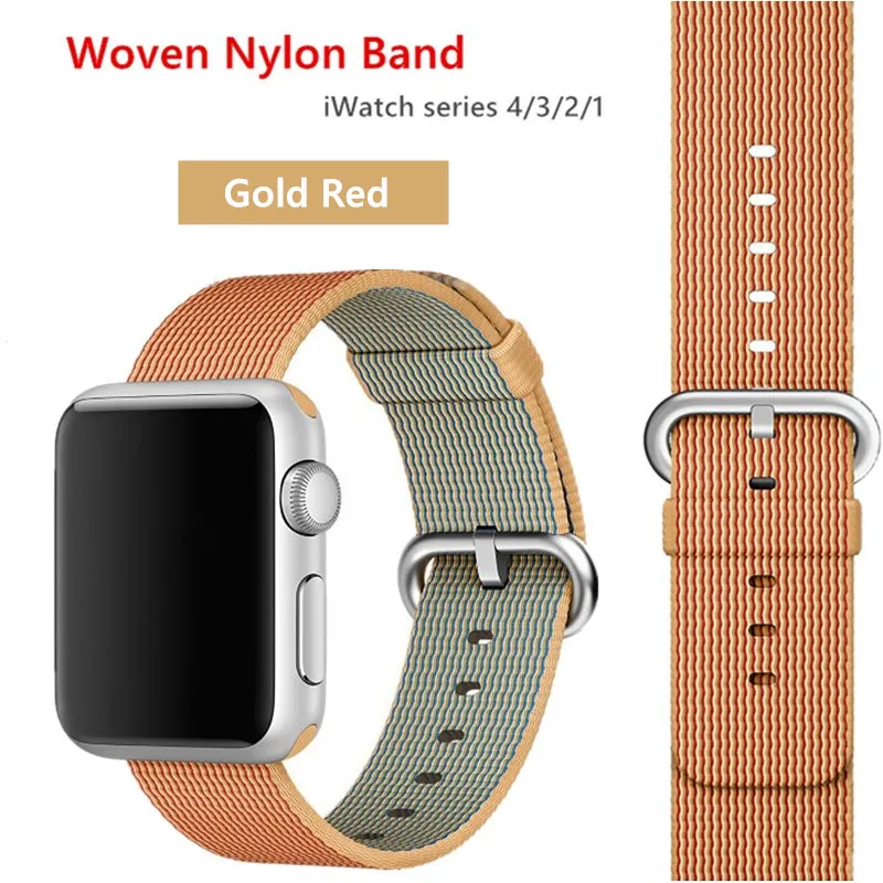gold red Нейлоновый ремешок для apple watch band 42 мм 38 мм iWatch 4 Band 44 мм 40 мм браслет ремень Спортивная петля ремешок для apple watch 4 3 2 1 - Цвет ремешка: gold red