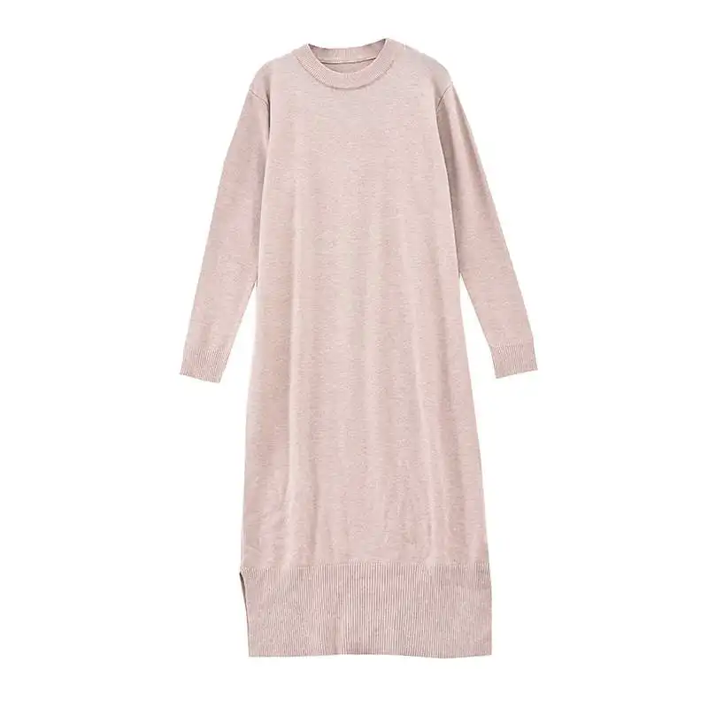 

2021 New Winter Elegant Solid Plus Size Long Wool Sweaters Dresses Autumn Casual Loose Knitting Turtleneck Pullovers Sweaters