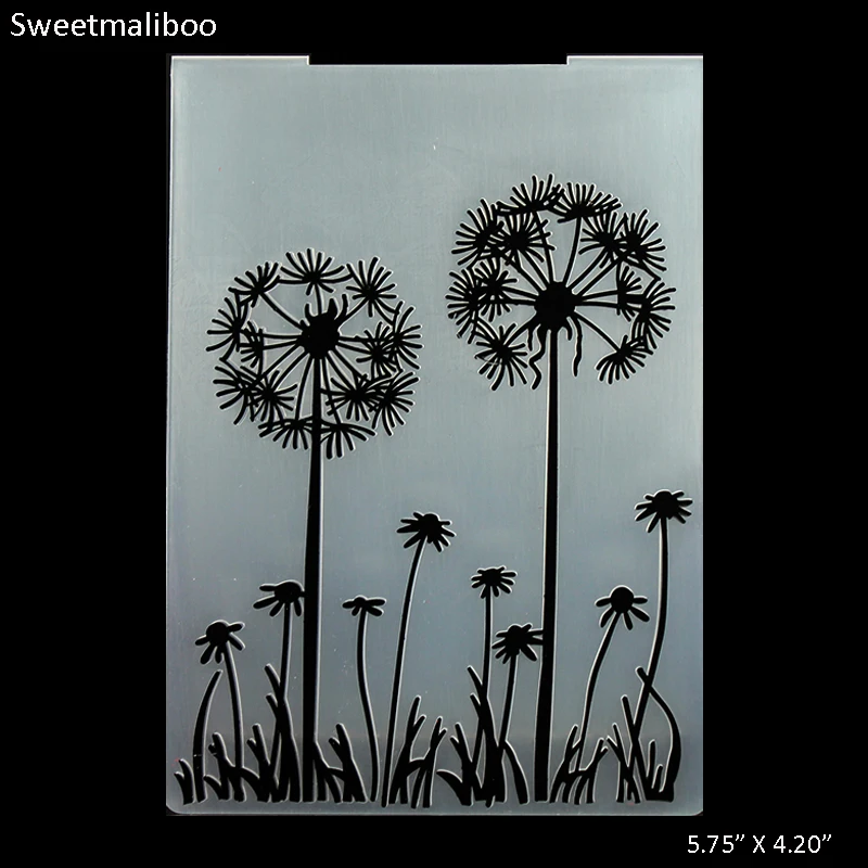 

Dandelion flower Embossing folders Plastic Transparent For Scrapbooking DIY Template Photo Album Card Making
