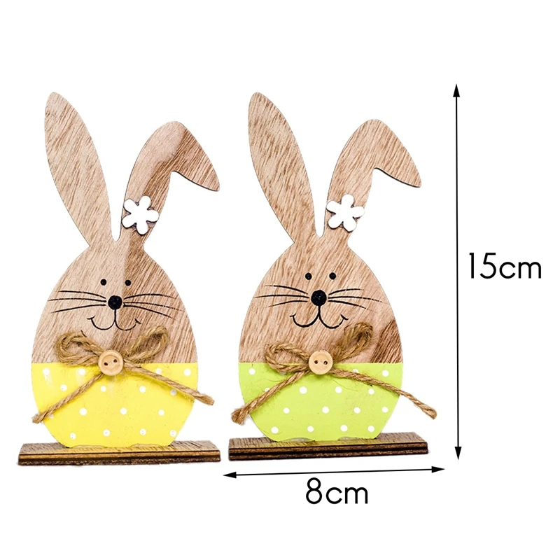 

2 Pcs Easter Bunny Ornaments Home Shop Table Decorations Cute Wooden Rabbit Shapes Ornaments Craft Gifts