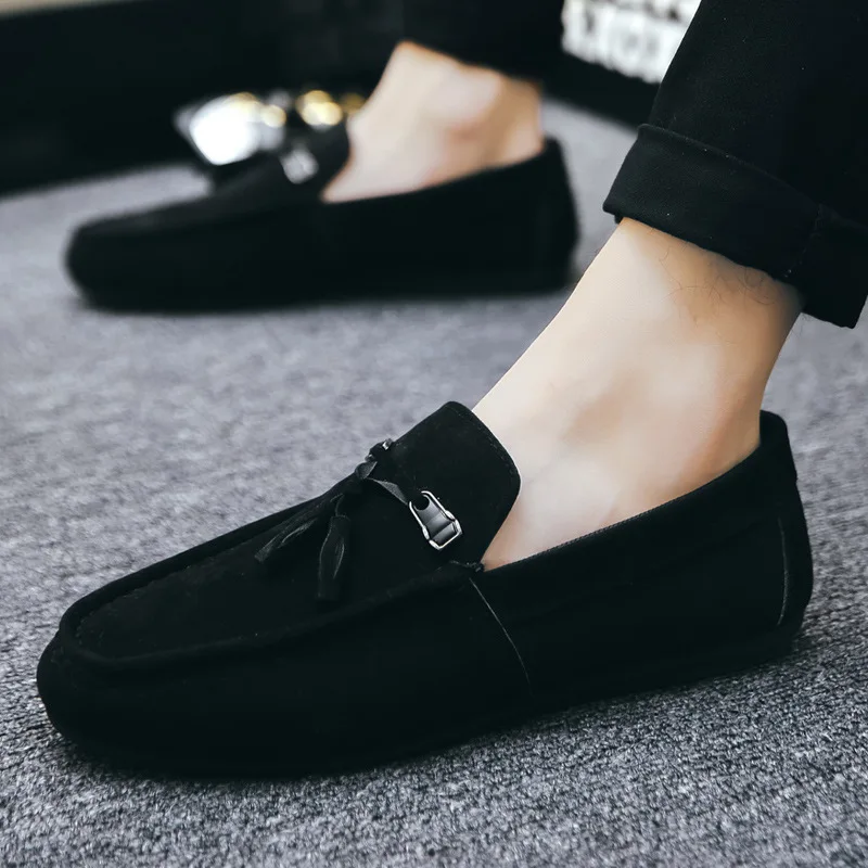 

Mazefeng Suede Loafers Men Bottoms Breathable Casual Shoes Man Luxury Brand Flat Loafer Slip on Driving Shoes Plus Size 39-44