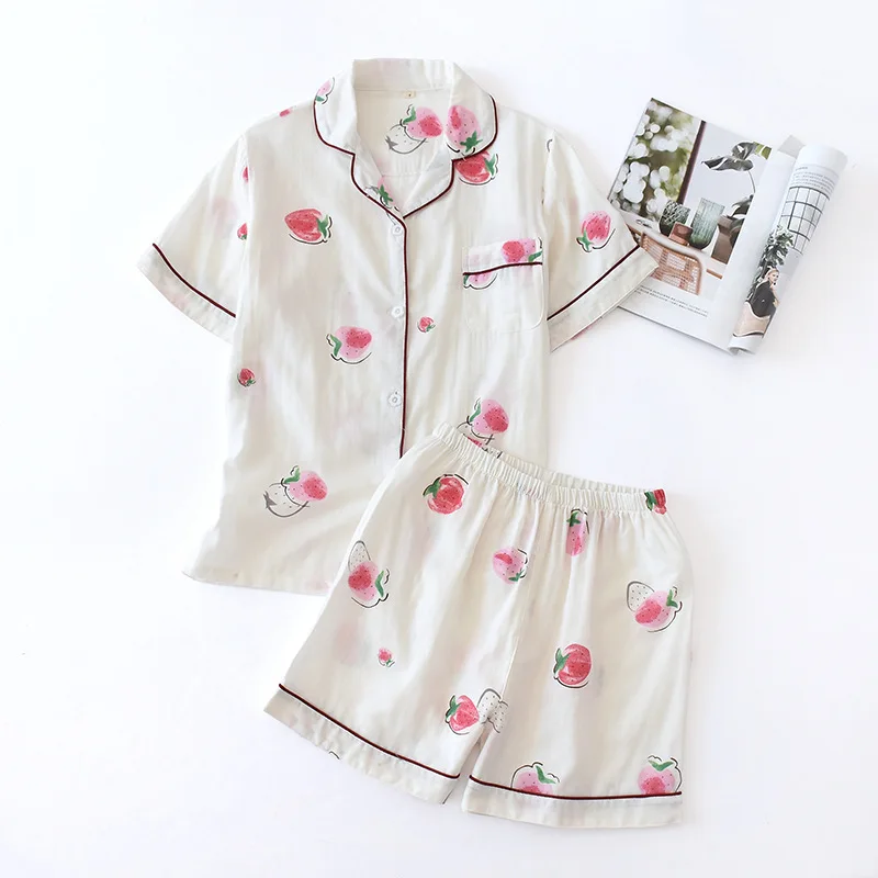 

Short-sleeved Pajamas Ladies Summer Sleepwear Short-sleeved Shorts Home Suit Loose Home Wear Two-piece Clothes for Ladies
