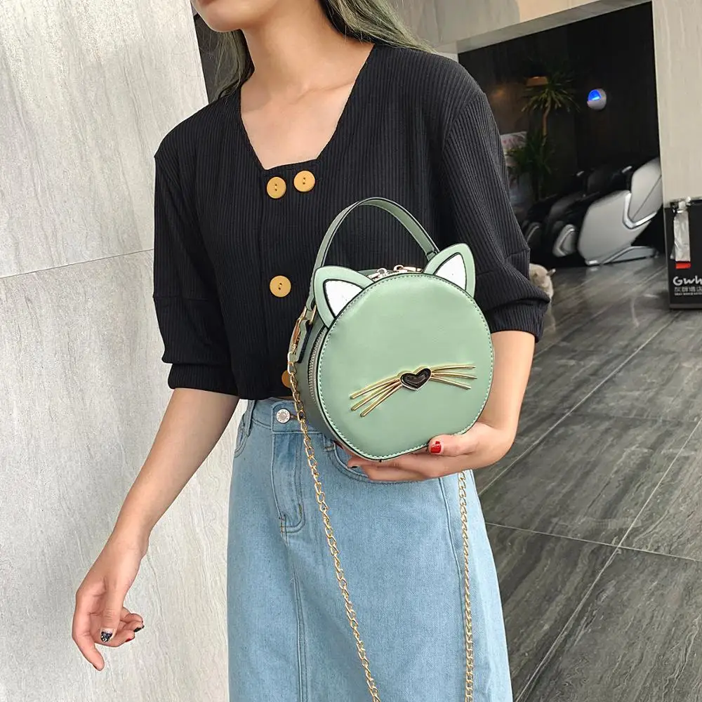 

Hot Round Bag High Quality Women's Messenger Bag Casual Shoulder Bag Cute Cat Women's Wallet Women's Bolsa tote bags for women