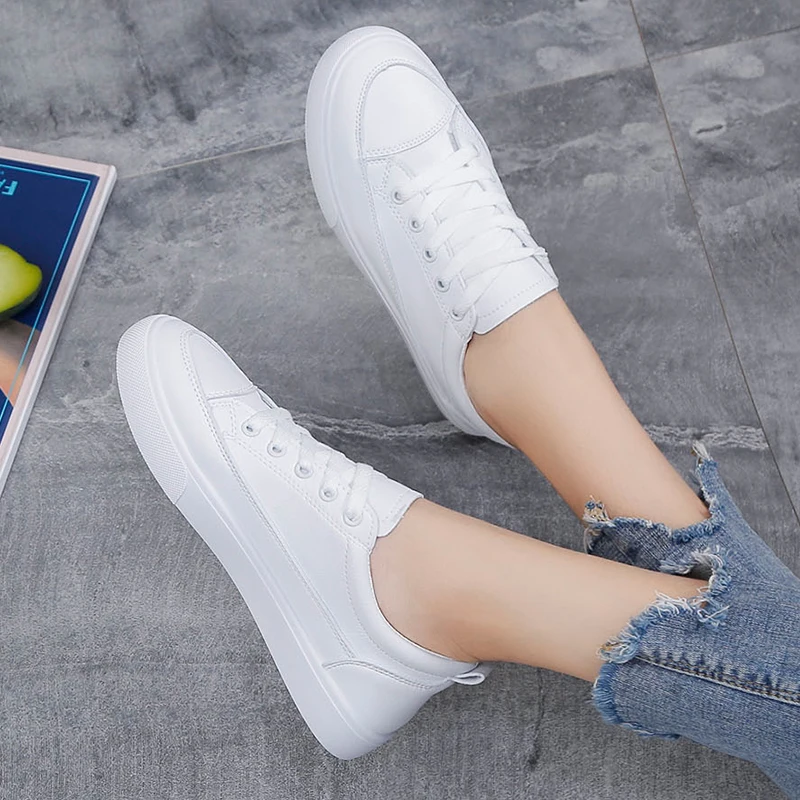 

LAASIMI Women's Flat With Shallow White Shoes Women Lace-up Casual Sneakers For Woman Sports Flats Shoes 2020 New Spring/Autumn
