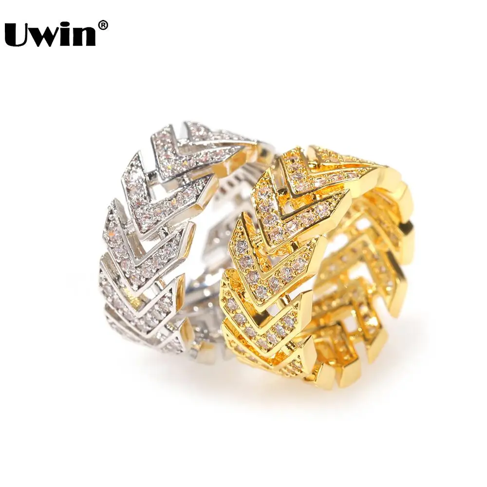 

UWIN Hiphop Jewelry 9mm Cubic Zirconia Rings Arrow Style Rings for Men and Women Iced Out Accessories Drop Shipping