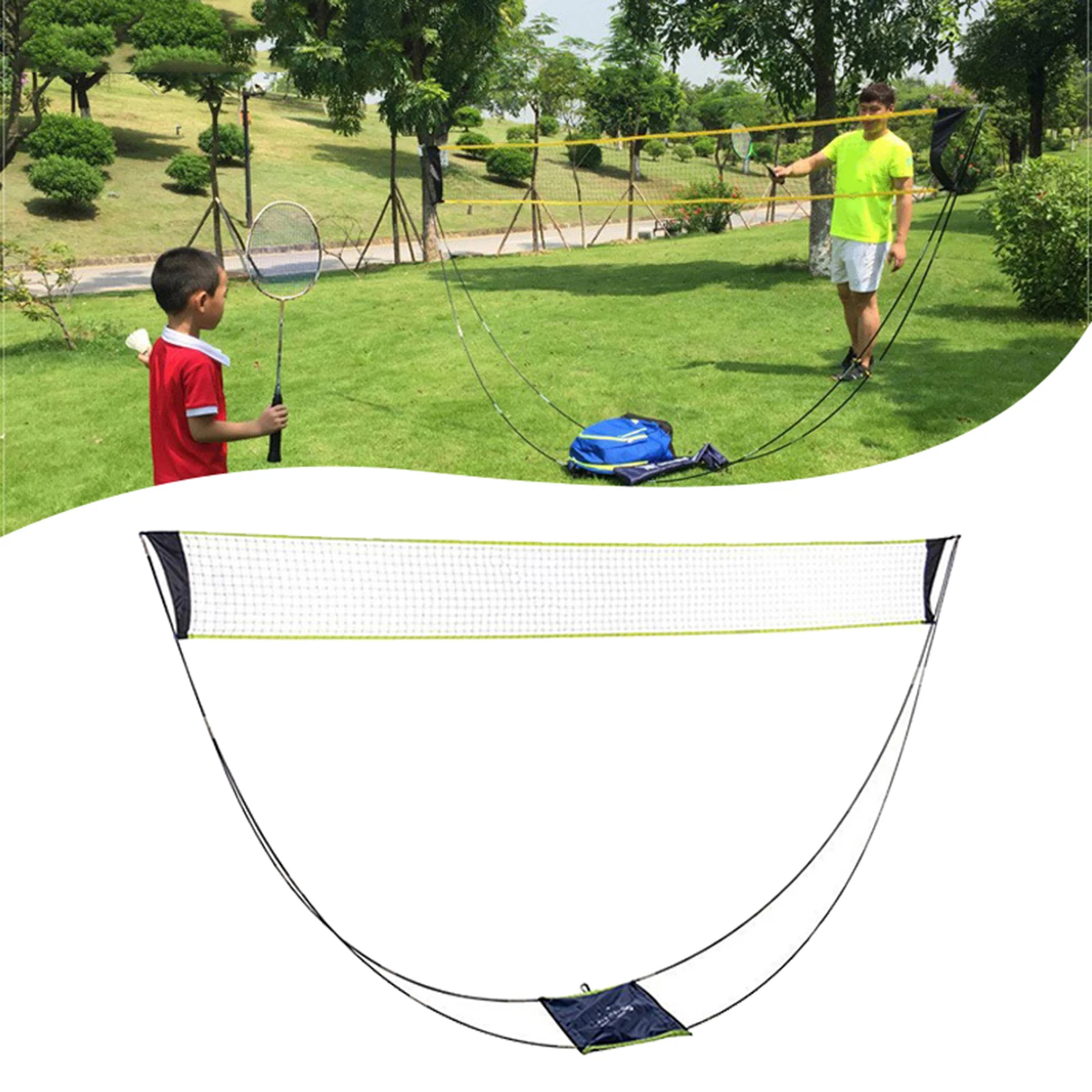 

Portable Badminton Net Set with Carry Bag Easy Setup for Tennis Pickleball Kids Volleyball Court Yard No Tools