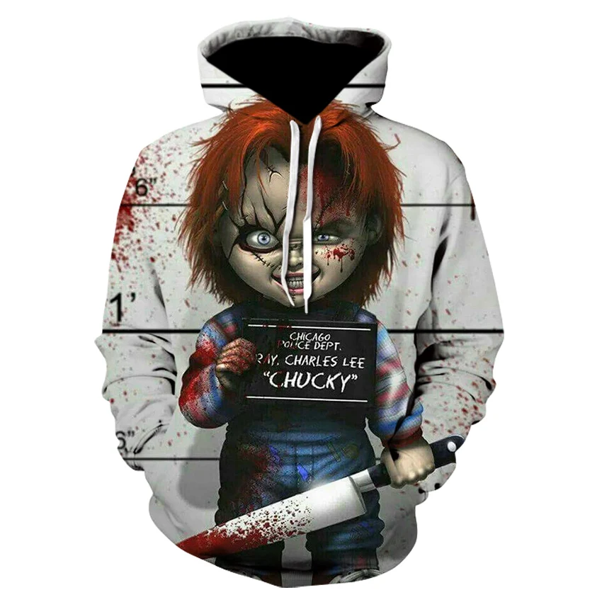 

2021 New Arrival Horror Child's Play Character Chucky 3D Printed Fashion Hoodies Men Women joker Streetwear Hooded Sweatshirt