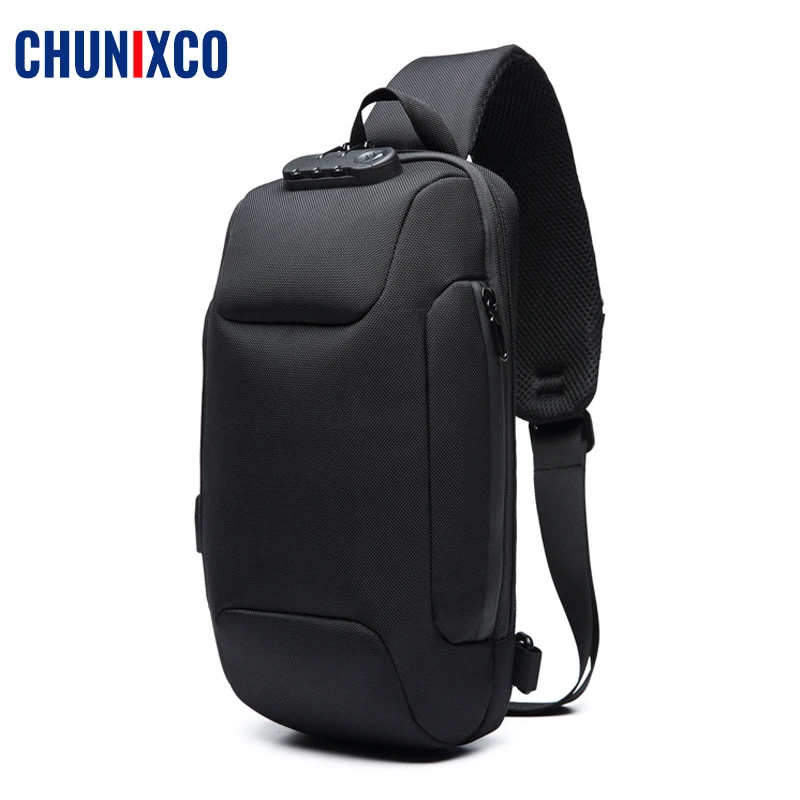 Мужские сумки через плечо с usb-зарядкой и замком TSA противоугонная нагрудная