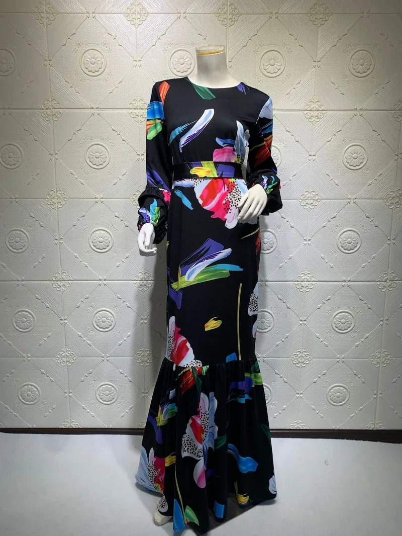 Платье женское длинное с длинным рукавом африканская модная одежда принтом