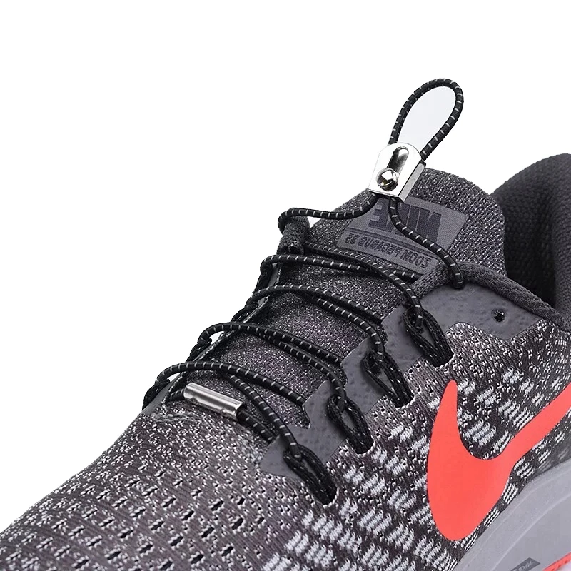 

1Pair Reflective No tie Shoelaces Sliding Metal lock Elastic Shoe laces Kids Adult Lazy Laces Round Sneakers Shoelace 26 colors