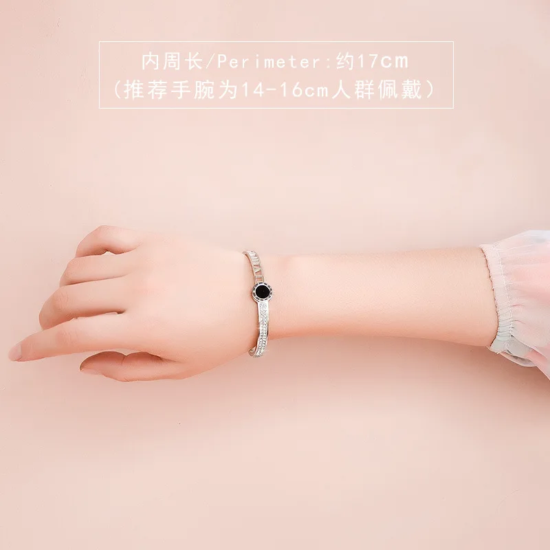 

2021 New Style Glue Cubuc Zirconia Couple Bracelets For Men Stainless Steel Jewelry Homme Fashion Hollow Out Roman Number Bangle