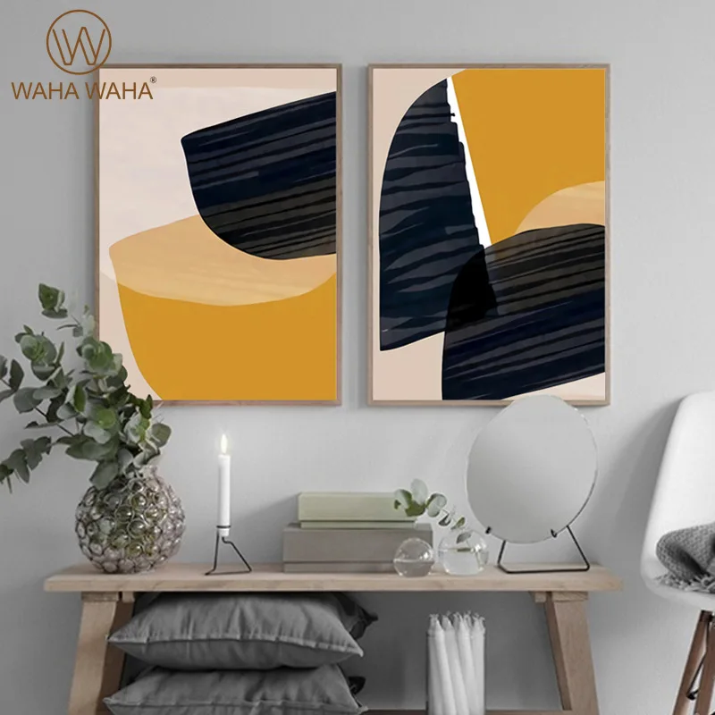 

Abstract Geometric Black Gold Home Decoration Irregular Color Block Poster Living Room Bedroom Decoration Painting Without Frame