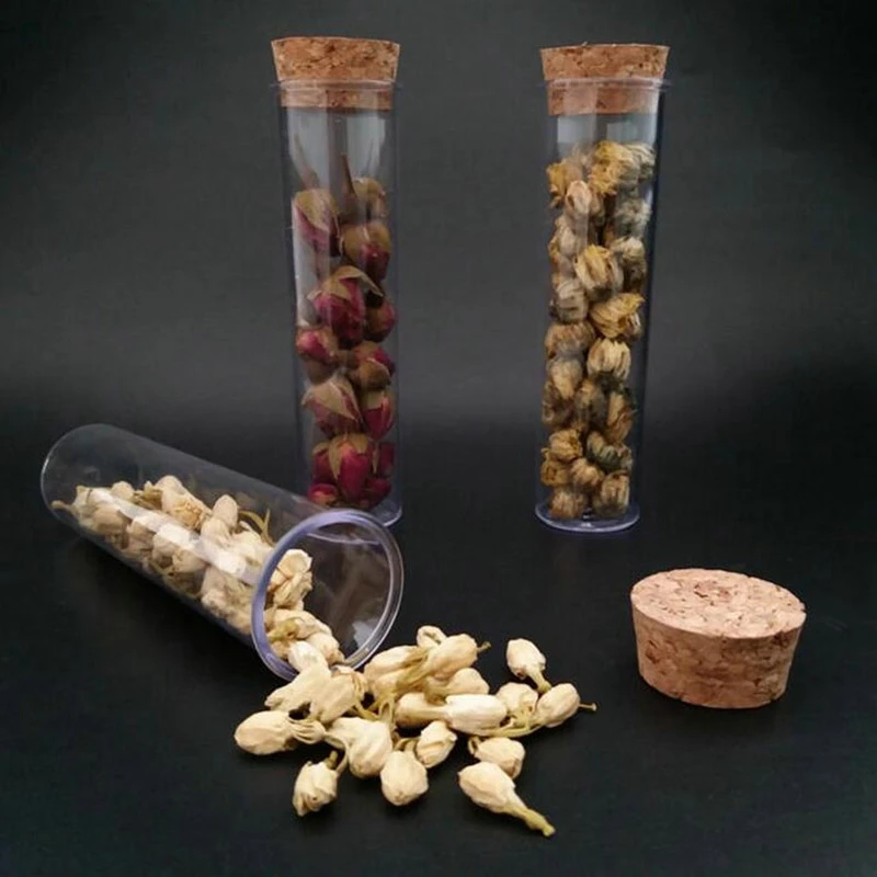 25x95 мм прозрачная пластиковая пробирка с пробковым стеклом плоское дно