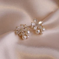 pearl earring women trendy stud earrings flower female small simple summer earrings elegant fashion jewelry