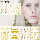 Макияж для лица, бронзовая наклейка смешанного размера, звезда, луна, Бабочка, бороды, клейкая переводка воды, поддельные веснушки, временная татуировка RA017