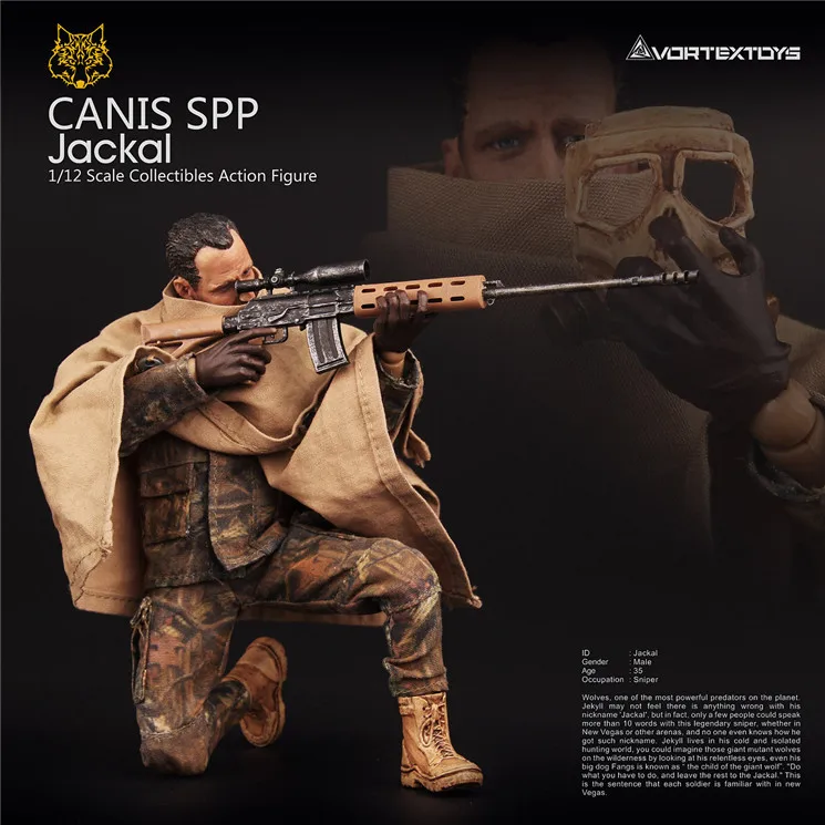 

Male Solider Action Figure Jackal Figure Doll In Stock 1/12 Scale V00011 Series 1:12 Scale for Collection