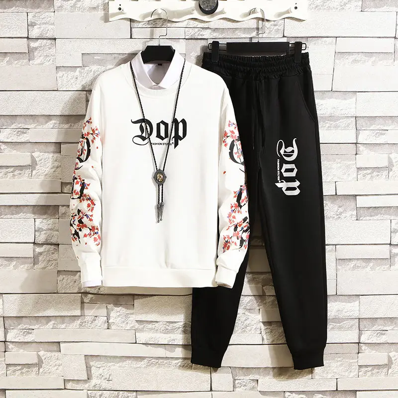 Мужской Бархатный спортивный костюм повседневный плотный из двух предметов с