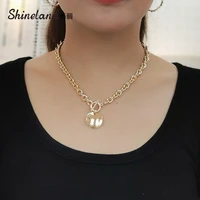 shineland high quality punk mixed linked circle pendants for women minimalist choker necklace steampunk hot jewelry 2021 gift