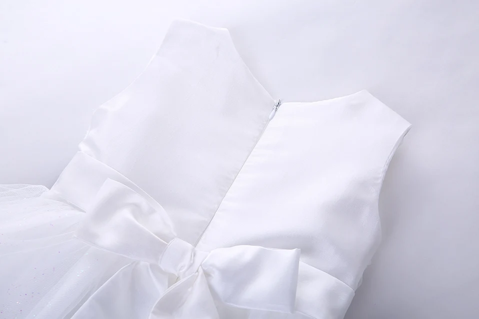 Cuestyles White Girls Party Dresses Lace Baby Flower Dress For Wedding With Bows Children Boutique Clothing | Детская одежда и