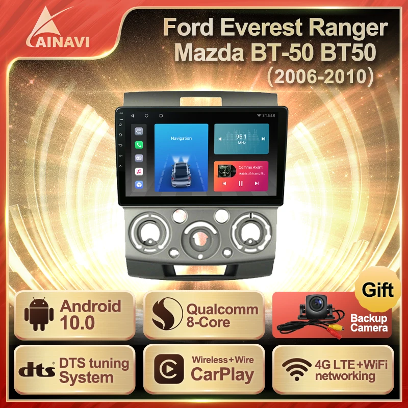 

Car Radio Android 10.0 QLED For Ford Ranger Mazda BT50 2006~2010 Auto Stereo Multimedia Player Navigation BT Carplay NO 2din DVD