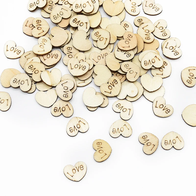 100 шт Деревянные кусочки в форме сердца деревянные необработанные натуральные