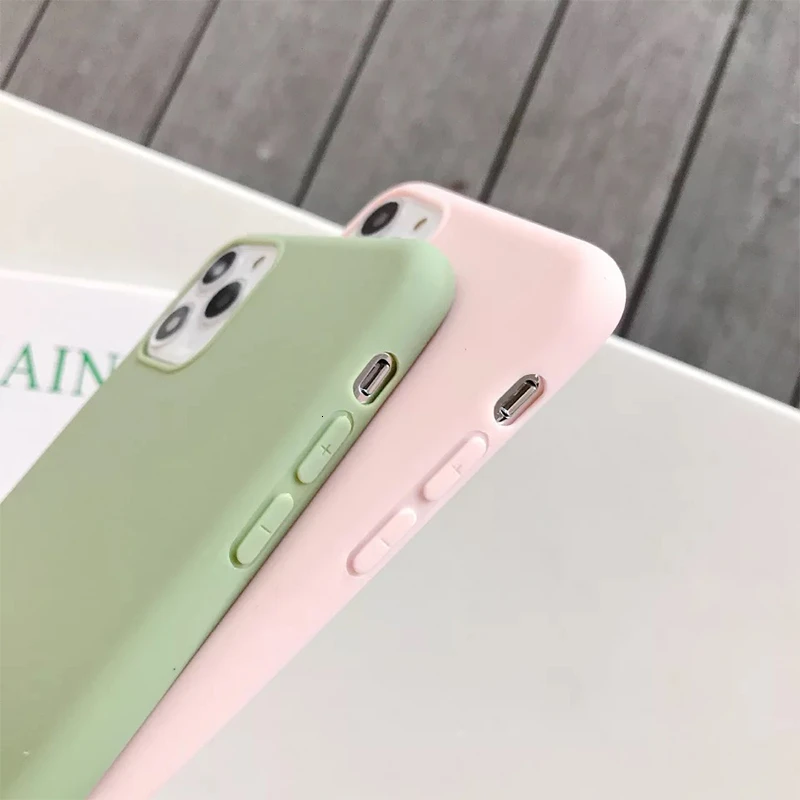 Карамельный чехол для телефона для IPhone 6, 6s, 7, 8 Plus, X, XR, XS, 11 Pro Max, милый простой однотонный Мягкий силиконовый чехол для, чехол для iPhone 11