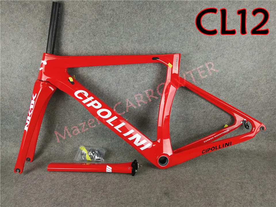 3K NK1K Frameset Красный с белым логотипом T1000 3K Cipollini NK1K карбоновые рамы для дорожного велосипеда, руль, седло для бутылки, клетки 50 мм, карбоновые колеса A271, ступицы - Цвет: 3K NK1K Frameset