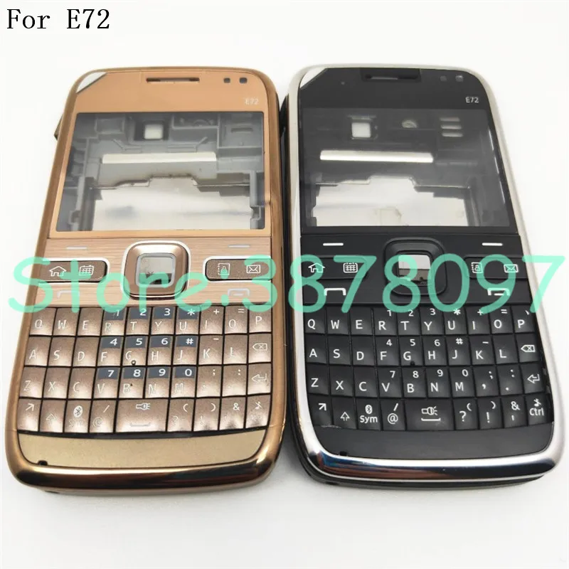 Для Nokia E72 Корпус Передняя Лицевая панель рамка чехол+ задняя крышка/крышка батарейного отсека+ клавиатура+ логотип