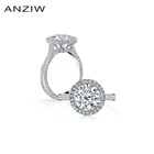 ANZIW 3 карат гало кольца высокого установка круглой огранки Сона обручальные кольца 925 стерлингового серебра для женщин, обручальные кольца, ювелирное изделие, подарок