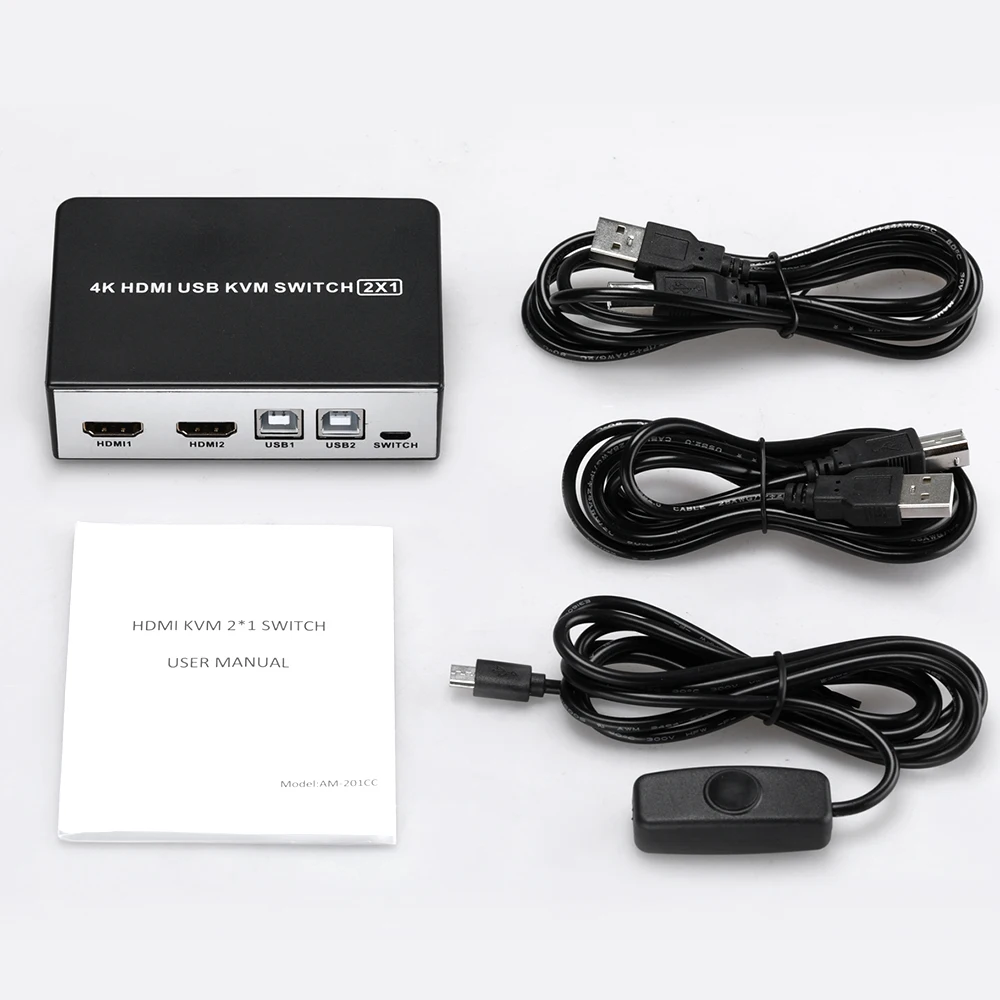 TOMLOV 4K HDMI USB KVM переключатель 2 порта Переключатель для компьютера совместное