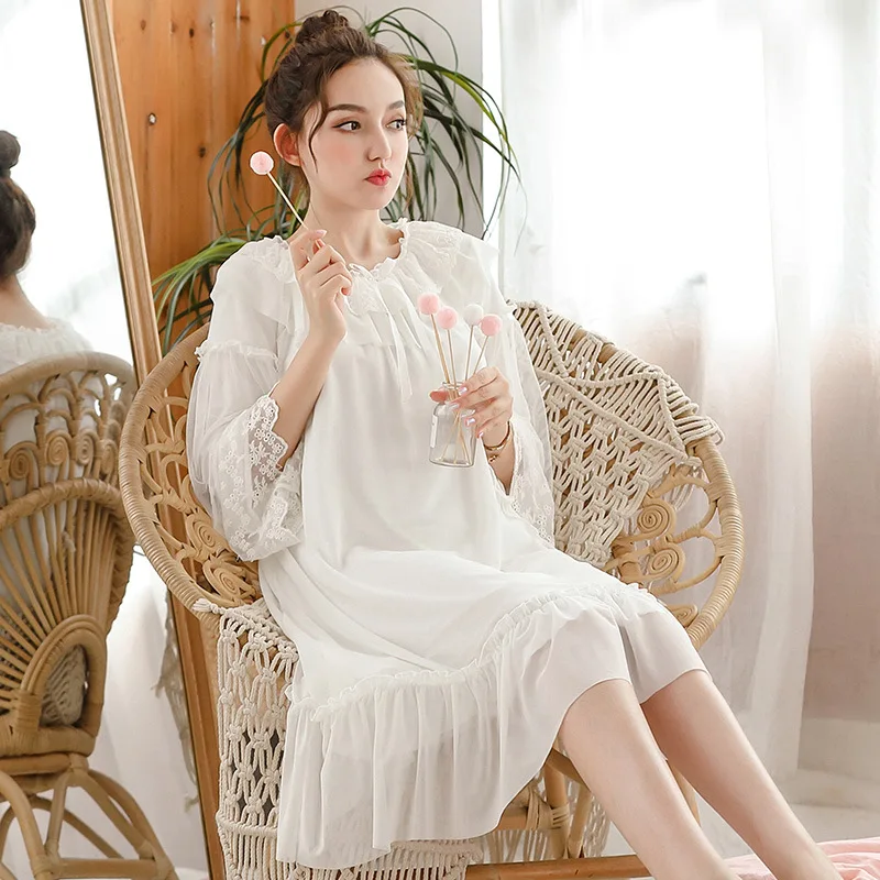 Женские мягкие элегантные длинные ночные рубашки женское милое платье принцессы