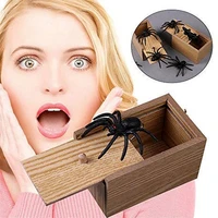 funny scare box wooden prank spider hidden in case great quality prank wooden scarebox funny play joke toys gift surprising box