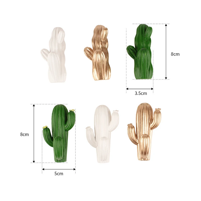 

SKTN 3/6pcCreative Resin Cactus Wall Hook Key Hanger Self-adhesive Three-dimensional Hanger Hook Home Decoration Accessories