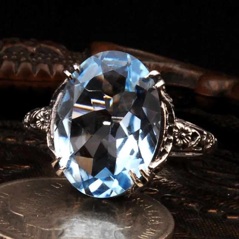 

Fashionable and simple bridal jewelry, water sapphire ring, elegant and personalized wedding ring, birthday gift